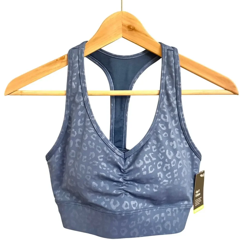 GapFit Eclipse Blue Leopard Print Sports Bra XS NWT Medium Support